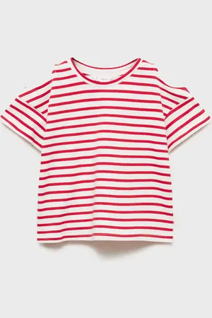 MANGO KIDS Camiseta rayas abertura hombros 2 años