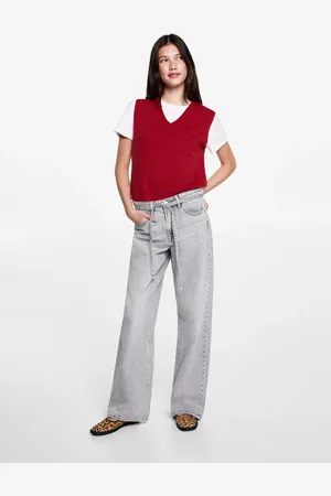 MANGO TEEN Chaleco punto cuello pico CH