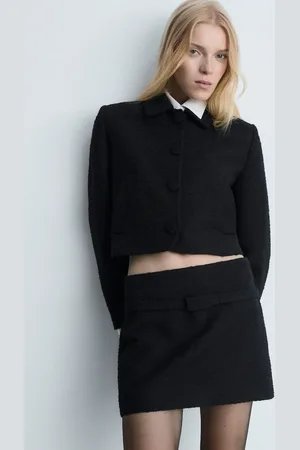 MANGO Chaqueta tweed crop