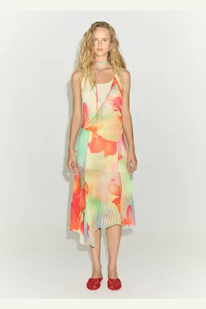 MANGO Vestido estampado bajo asimétrico