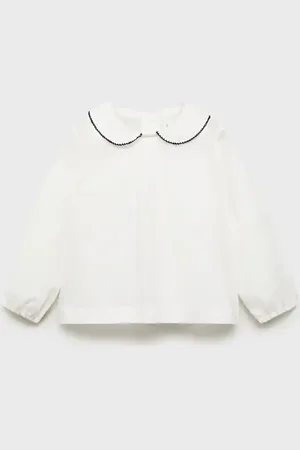 MANGO BABY Blusa algodón cuello babydoll 6 meses