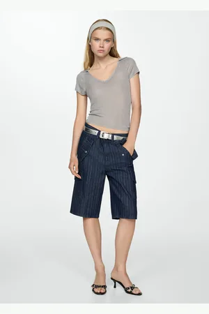 MANGO Camiseta semitransparente cuello polo