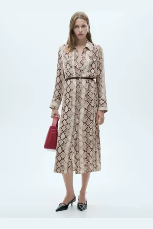 MANGO Vestido camisero estampado serpiente