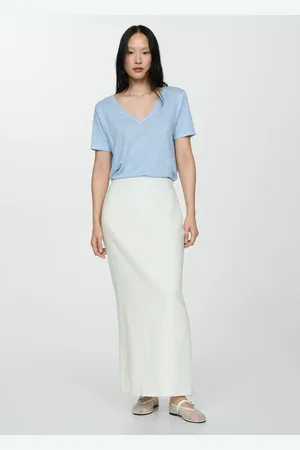 MANGO Camiseta lino manga corta