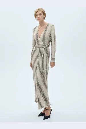 MANGO Vestido estampado rayas lazo