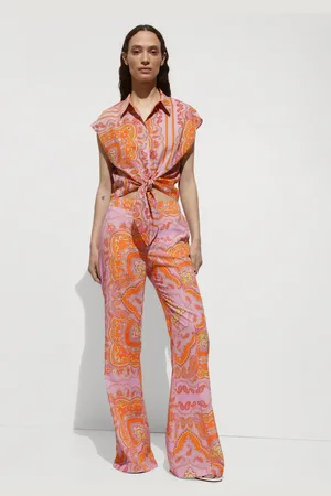 MANGO Pantalón lyocell estampado