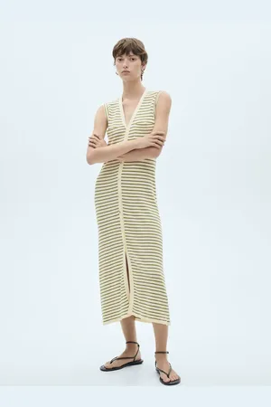 MANGO Vestido punto rayas