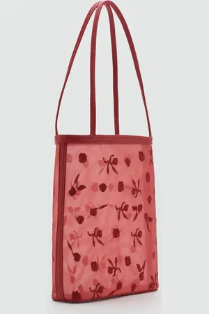 MANGO Bolso mesh bordado flores Unitalla