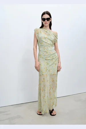 MANGO Vestido semitransparente drapeado flores