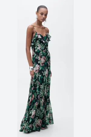 MANGO Vestido estampado floral volantes