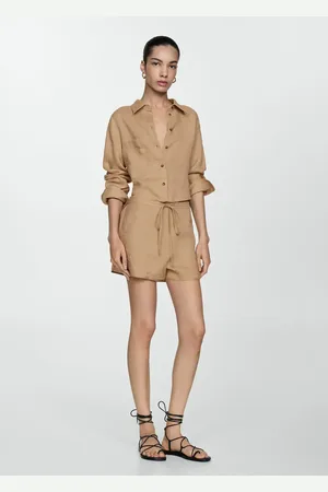 MANGO Camisa crop lino