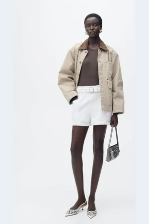 MANGO Shorts paperbag bajo vuelto cinturón