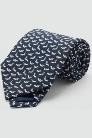 MANGO AN Corbata % seda de mora estampado perros Unitalla