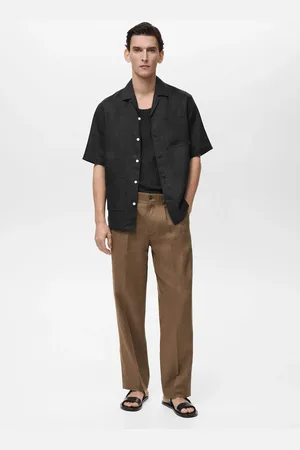 MANGO AN Camisa % lino manga corta