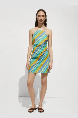 MANGO Vestido halter estampado rayas