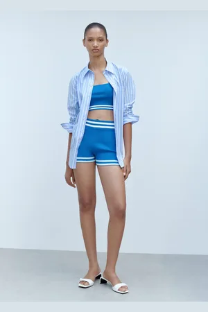 MANGO Top crop punto rayas