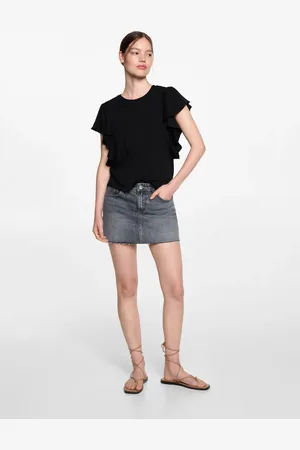 MANGO TEEN Camiseta algodón volantes CH
