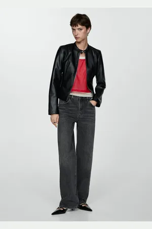 MANGO Cazadora biker efecto piel