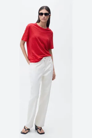 MANGO Camiseta lino manga corta
