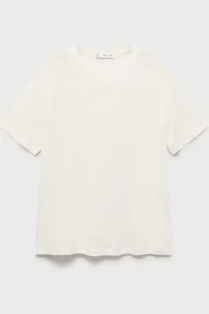 MANGO Camiseta lino manga corta