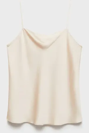 MANGO Top satinado escote drapeado
