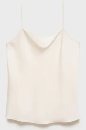 MANGO Top satinado escote drapeado