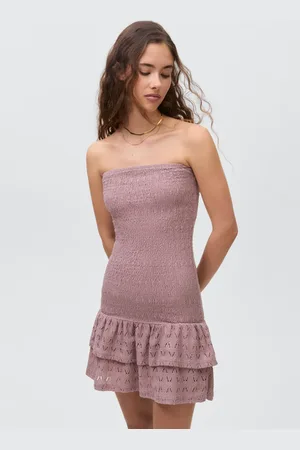 MANGO TEEN Vestido corto fruncido bajo volantes