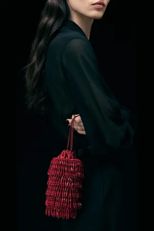 MANGO Bolso de mano abalorios Unitalla