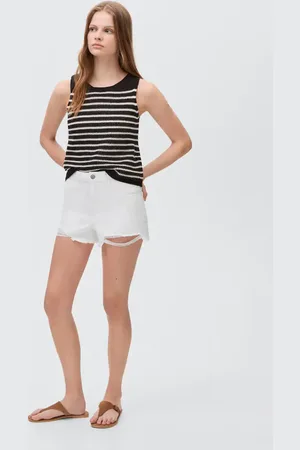MANGO TEEN Shorts vaqueros bajo deshilachado