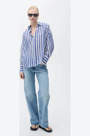 MANGO Camisa lyocell rayas