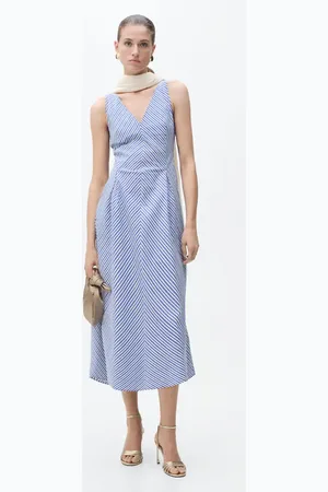 MANGO Vestido midi evasé rayas CH