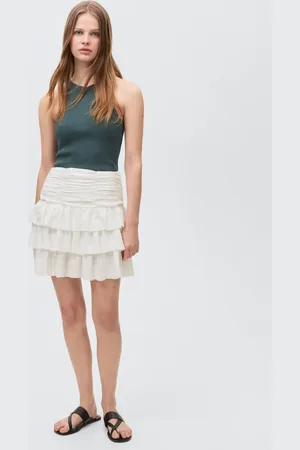 MANGO TEEN Falda fruncida volantes