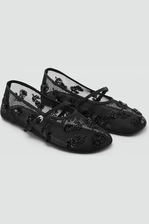 MANGO Bailarina mesh tira bordado lentejuelas 6½