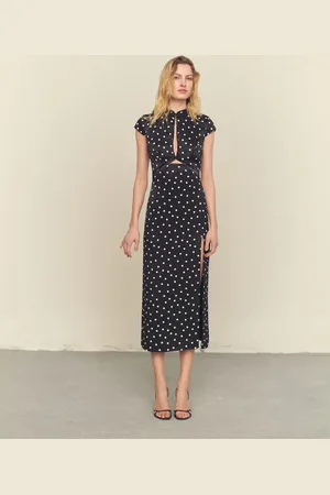 MANGO Vestido topos detalle aberturas