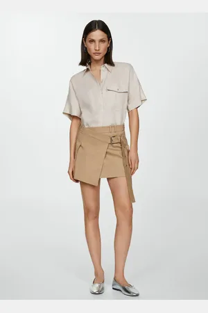 MANGO Camisa lino bolsillo E