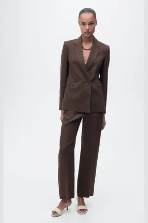 MANGO Pantalón traje recto lino