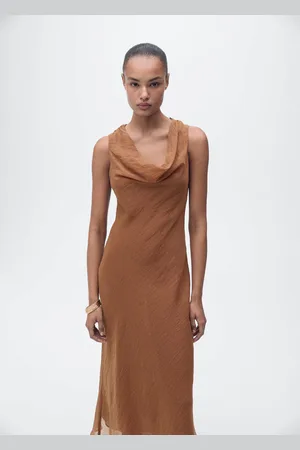 MANGO Vestido lyocell cuello drapeado