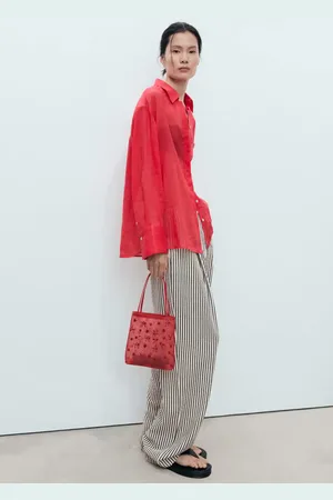 MANGO Bolso mesh bordado flores Unitalla