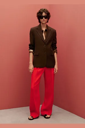 MANGO Pantalón traje recto lino