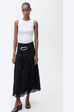 MANGO Falda midi fruncida