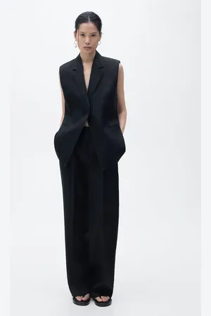 MANGO Pantalón traje recto lino