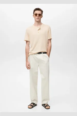 MANGO AN Camiseta lino botones