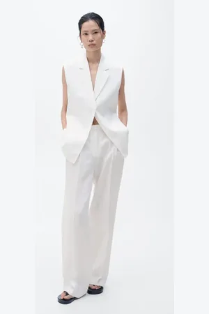 MANGO Pantalón traje recto lino