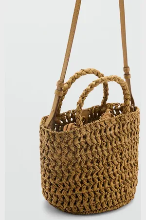 MANGO Bolso bucket doble asa fibra natural Unitalla
