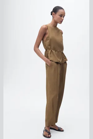 MANGO Pantalón mezcla lino pinzas