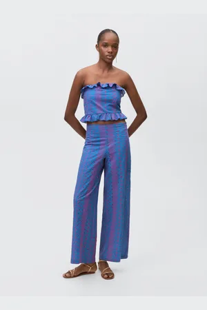 MANGO TEEN Pantalón bordado suizo contraste