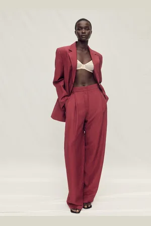 MANGO Pantalón traje wideleg mezcla lino