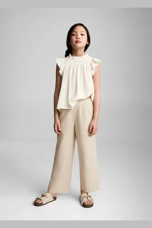MANGO KIDS Blusa volantes lino 4 años
