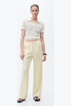 MANGO Pantalón recto lino lazo
