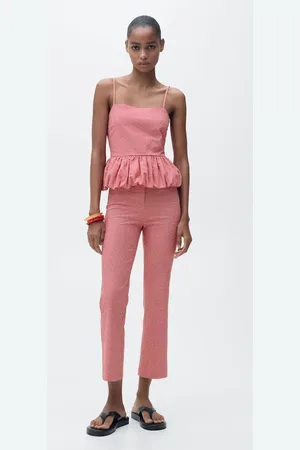 MANGO Top cuadro vichy volante CH